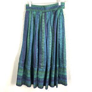 Vintage Admont Skirt XS Green Blue Wool Pleated Dirndl Oktoberfest W Germany